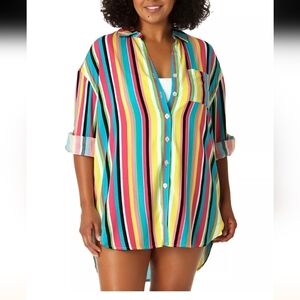 ANNE COLE Button- Down Shirt swim Cover-Up Size 18/20 new with tags